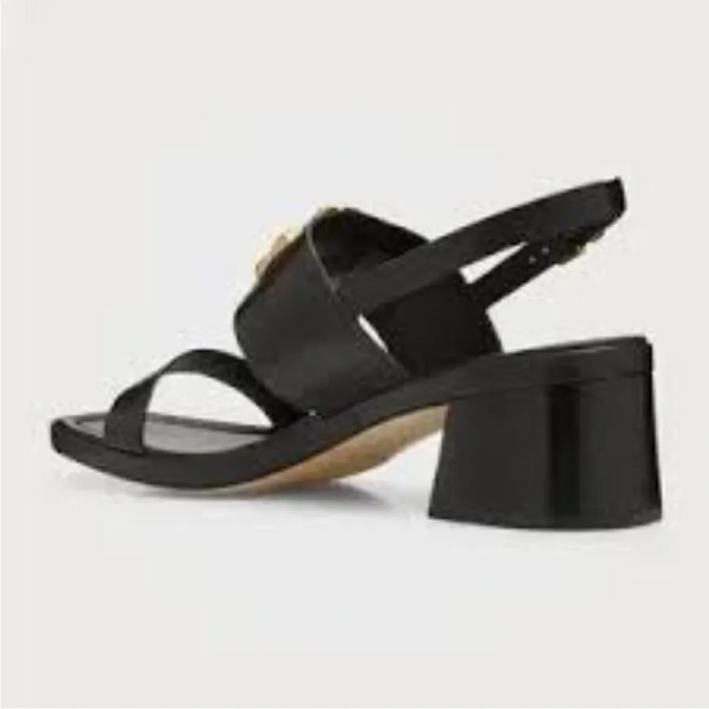 New in box Tory Burch ELEANOR HEEL SANDAL 55MM LEATHER size 11 black / GOLD 200